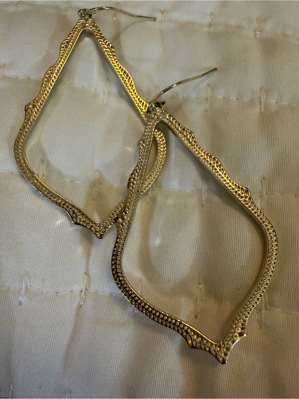 Kendra Scott Gold Textured Open Teardrop Dangle Earrings